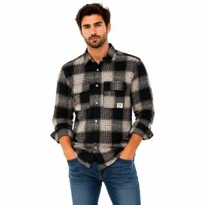 پیراهن پاییزه مردانه  چهارخانه مدل classic Black line